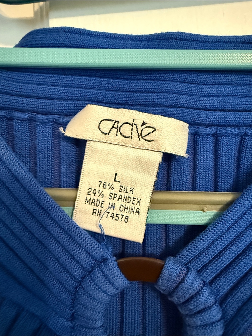 Cache Royal Blue Ribbed Tank with Keyhole Ring - Picture 2 of 6